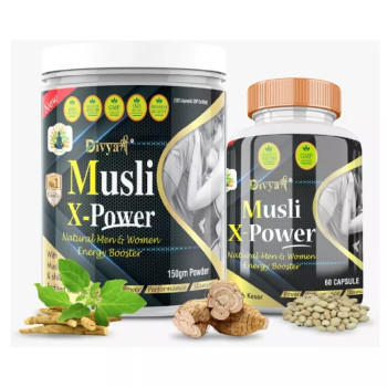 Divya Shree Musli X-Power Capsules + Musli X-Power Powder (60Cap +150g) (1Pack)