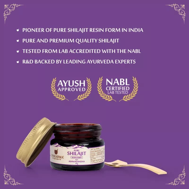 Upakarma Ayurveda Pure Shilajeet with Ashwagandha (10g)