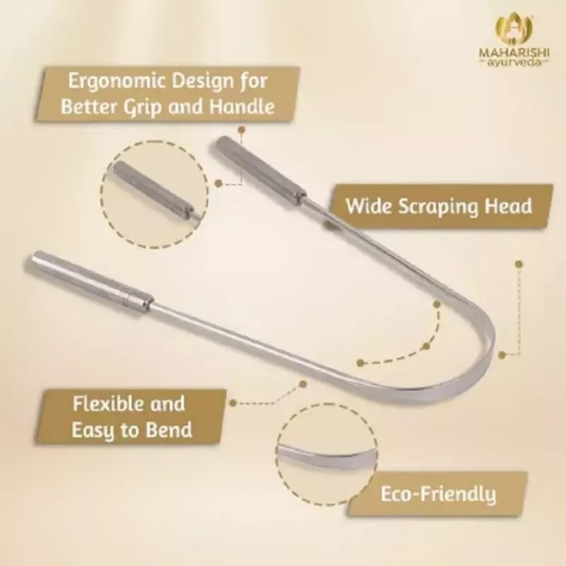Maharishi Ayurveda Ayurdent Tongue Cleaner Premium Stainless Steel (1pcs, Pack of 2)