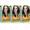 Nisha Creme Hair Color 1.0 Natural Black (Developer 60ml + Colorant Tube 60gm + Conditioner 6ml + Glove) (1Pack, Pack of 3)