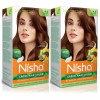 Nisha Creme Hair Color 4.0 Natural Brown (Developer 60ml + Colorant Tube 60gm + Conditioner 6ml + Glove) (1Pack, Pack of 2)
