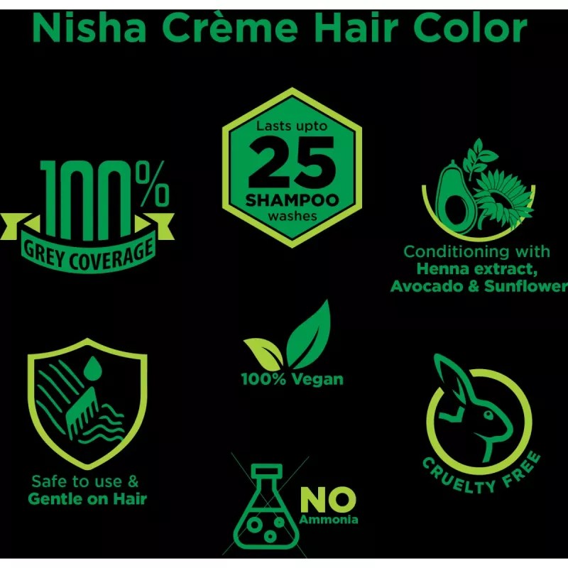 Nisha Creme Hair Color 5.50 Mahogany (Developer 60ml + Colorant Tube 60gm + Conditioner 6ml + Glove) (1Pack, Pack of 2)