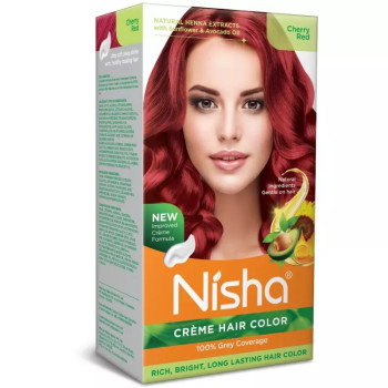 Nisha Creme Hair Color Cherry Red (Developer 60ml + Colorant Tube 60gm + Conditioner 6ml) (1Pack)