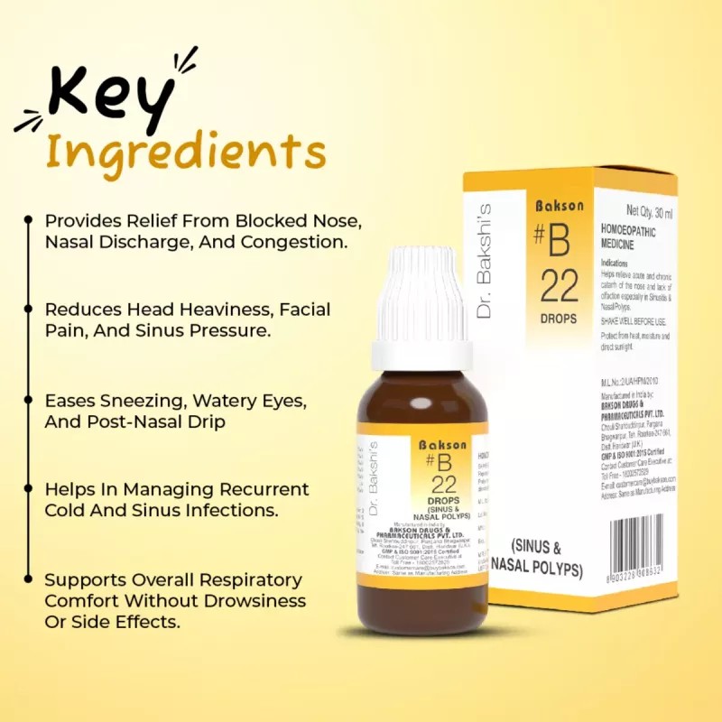 Bakson B22 Sinus Drops (30ml, Pack of 2)
