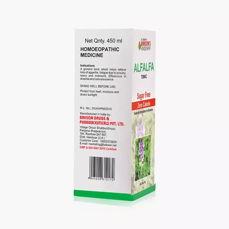 Bakson Alfalfa Tonic (Sugar Free) (450ml, Pack of 2)