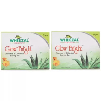 Wheezal Glow Bright Aloevera+ Calendula Bathing Bar (75g, Pack of 2)