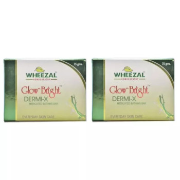 Wheezal Glow Bright Dermi-X Medicated Bathing Bar (75g, Pack of 2)
