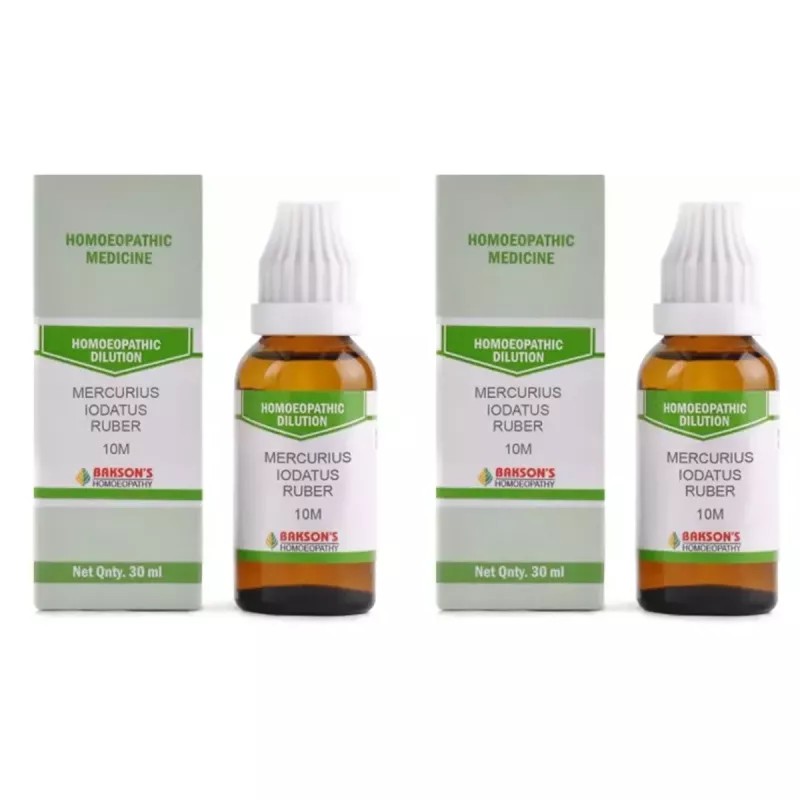 Bakson Mercurius Iodatus Ruber (Merc Bin Iod) 10M CH (30ml, Pack of 2)