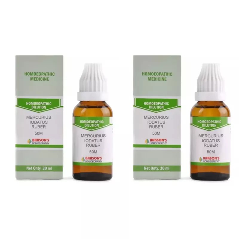 Bakson Mercurius Iodatus Ruber (Merc Bin Iod) 50M CH (30ml, Pack of 2)