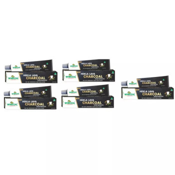 Wheezal Hekla Lava Charcoal Toothpaste (100g, Pack of 5)