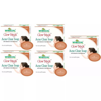 Wheezal Glow Bright Acne Clear Soap (75g, Pack of 5)