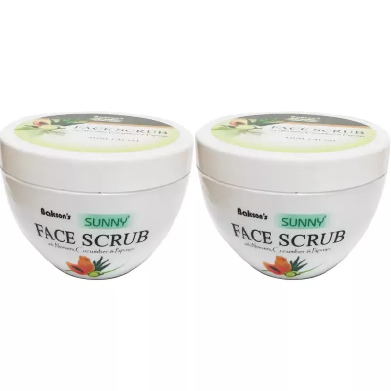 Bakson Sunny Face Scrub with Aloe Vera, Cucumber, Papaya (125g, Pack of 2)