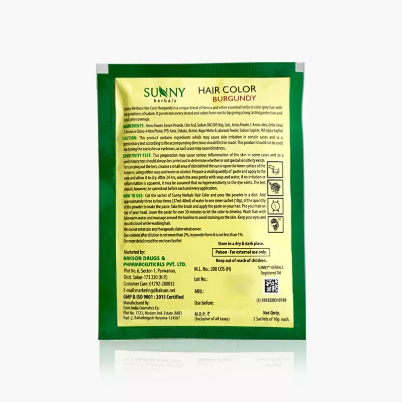 Bakson Sunny Hair Color (Burgundy) (20g, Pack of 2)