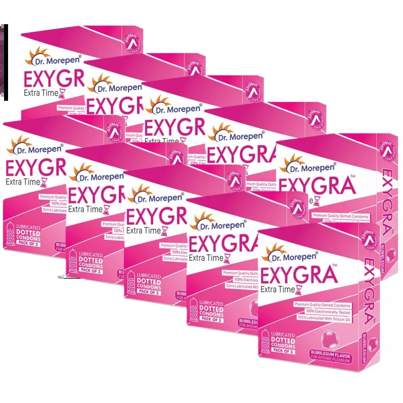 Dr Morepen Exygra Bubblegum Flavoured Condoms (3pcs, Pack of 10)