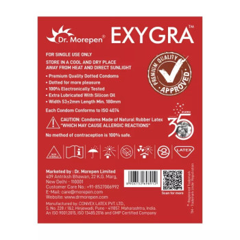Dr Morepen Exygra Strawberry Flavoured Condoms (3pcs, Pack of 10)