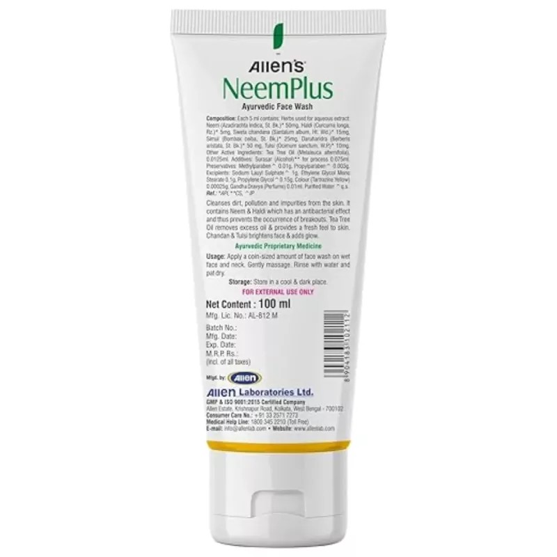 Allen Labs Neem Plus Face Wash (100ml, Pack of 2)