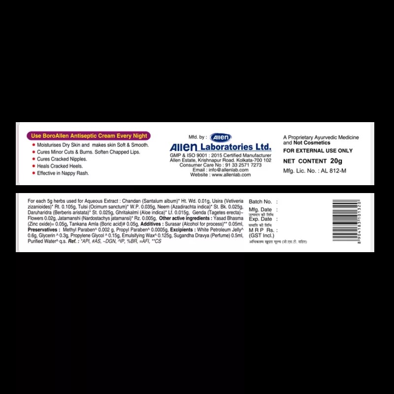 Allen Labs Boro Allen Antiseptic Cream (20g, Pack of 4)