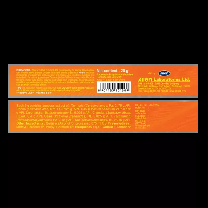 Allen Labs Turmeric Cream (20g, Pack of 2)