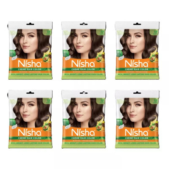 Nisha Creme Hair Color 3.0 Dark Brown (40g, Pack of 6)