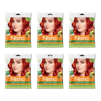 Nisha Creme Hair Color 5.64 Copper Red (50g, Pack of 6)