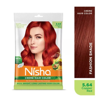 Nisha Creme Hair Color 5.64 Copper Red (50g, Pack of 6)