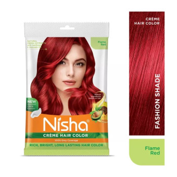 Nisha Creme Hair Color Flame Red (40g, Pack of 6)