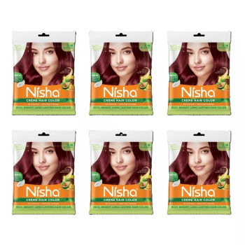 Nisha Creme Hair Color 3.16 Burgundy (50g, Pack of 6)