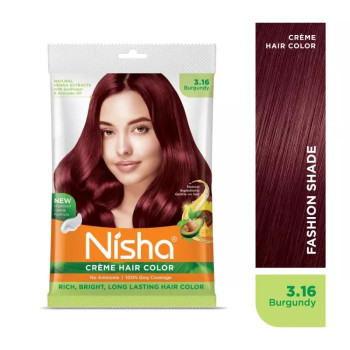 Nisha Creme Hair Color 3.16 Burgundy (50g, Pack of 6)