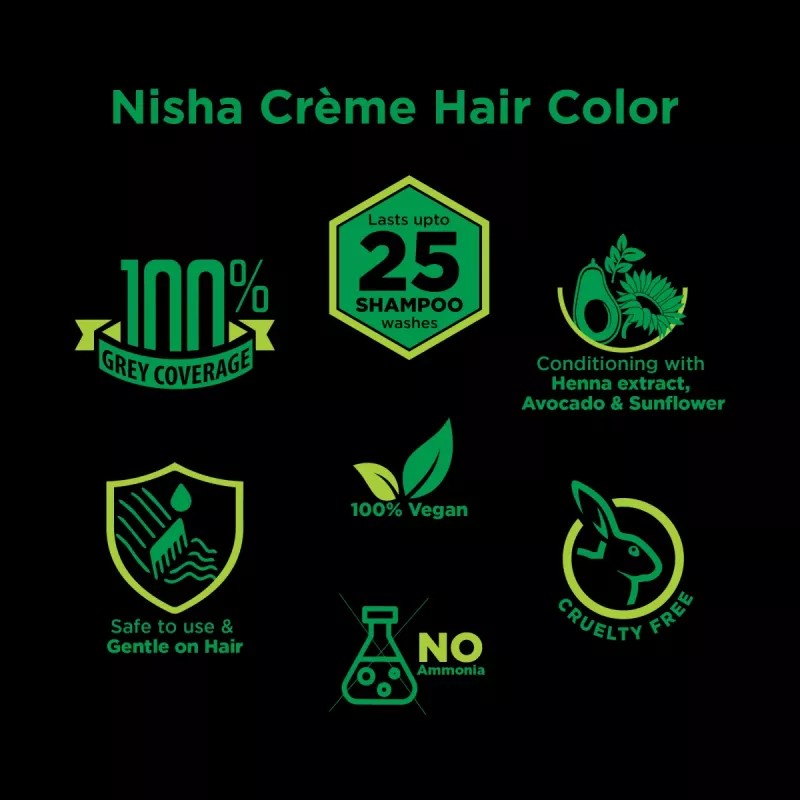 Nisha Creme Hair Color 4.0 Natural Brown Combo (Developer 60ml, Colorant Tube 60gm, Conditioner 6ml Box + 40gm Pouch) (1Pack)