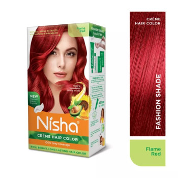 Nisha Creme Hair Color Flame Red Combo (Developer 90ml, Colorant Tube 60gm, Conditioner 6ml (Box) + 40gm Pouch) (1Pack)