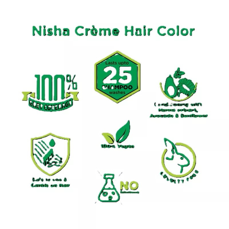 Nisha Creme Hair Color Wine Burgundy Combo (Developer 60ml, Colorant Tube 60gm, Conditioner 6ml (Box) + 40gm Pouch) (1Pack)