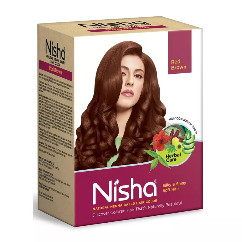 Nisha Henna Based Hair Color Red Brown Powder (90g)