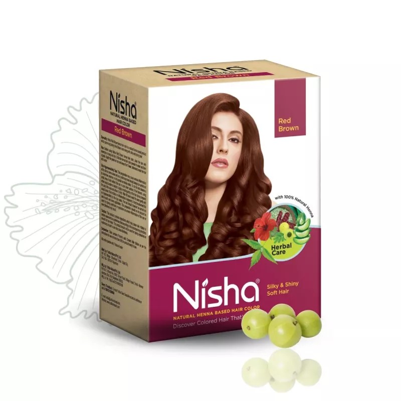 Nisha Henna Based Hair Color Red Brown Powder (90g, Pack of 3)