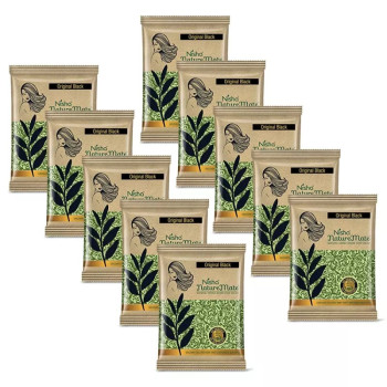 Nisha Nature Mate Henna Based Hair Color Original Black Powder (10g, Pack of 10)
