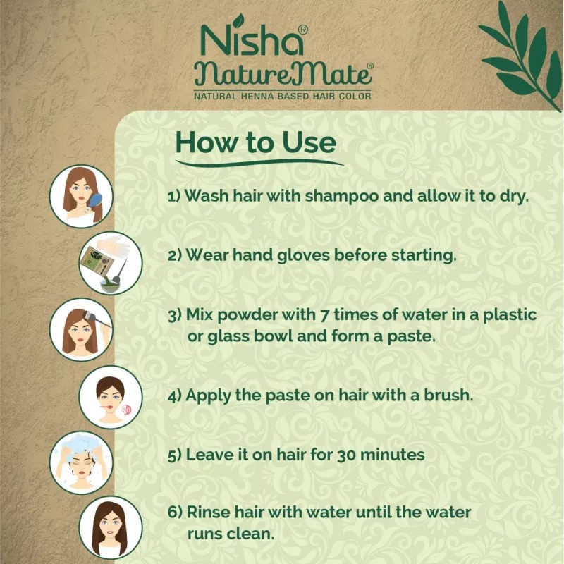 Nisha Nature Mate Henna Based Hair Color Original Black Powder (10g, Pack of 10)