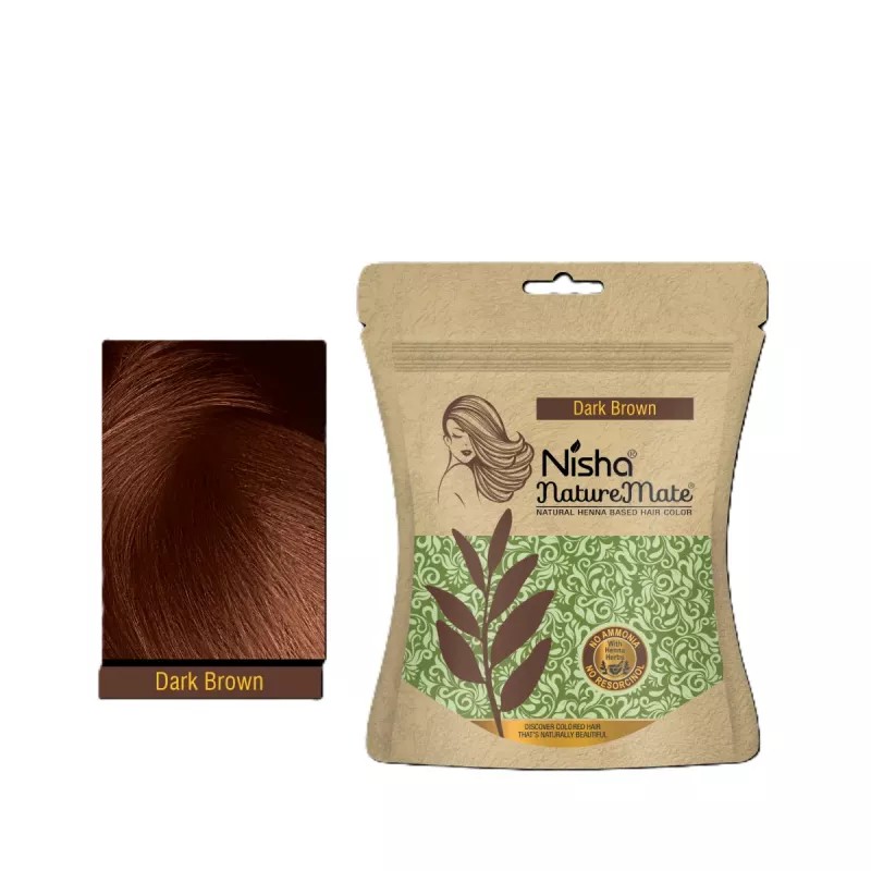 Nisha Nature Mate Henna Based Hair Color Dark Brown Powder (45g, Pack of 5)