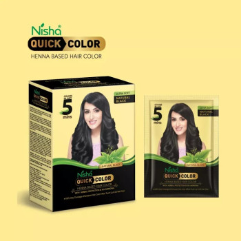 Nisha 5 Minutes Quick Color Henna Based Hair Color Natural Black (60g, Pack of 3)