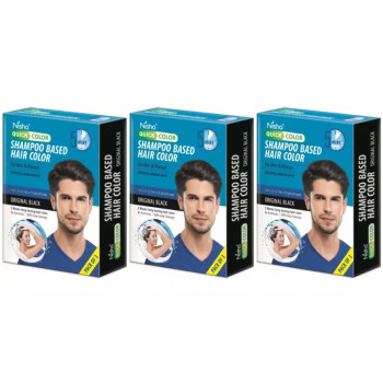 Nisha 5 Minutes Quick Hair Color Shampoo Original Black (60ml, Pack of 3)
