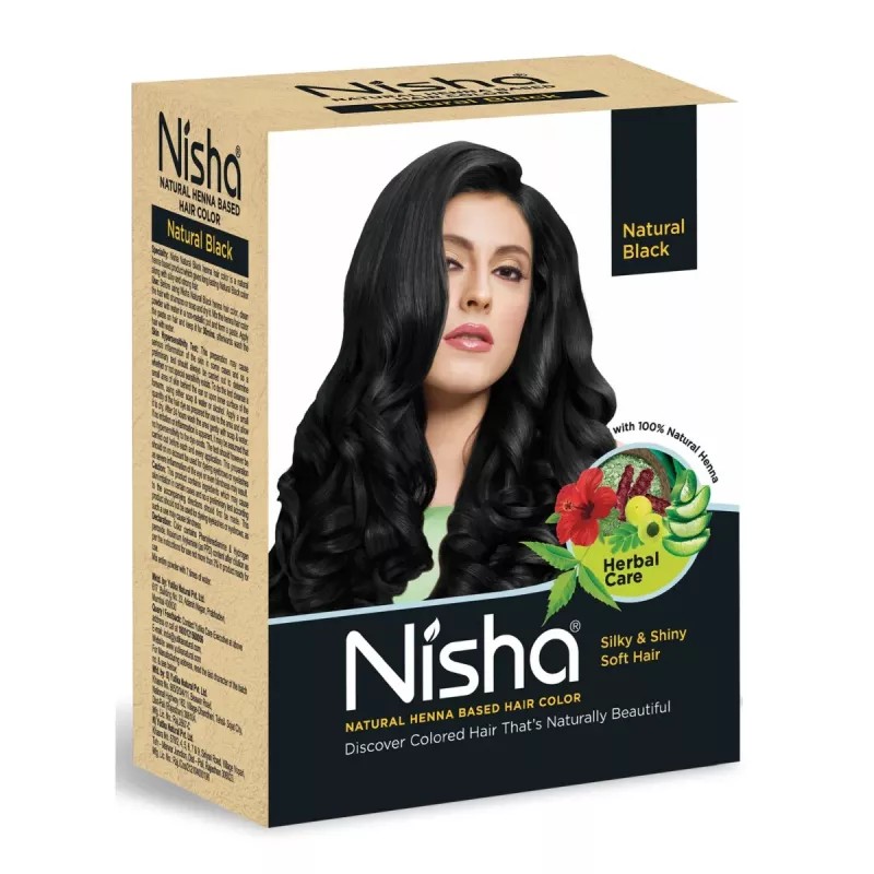 Nisha Henna Based Hair Color Natural Black Powder 1.00 (60g)
