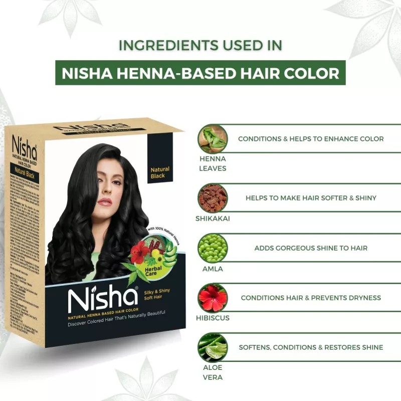 Nisha Henna Based Hair Color Natural Black Powder 1.00 (60g)