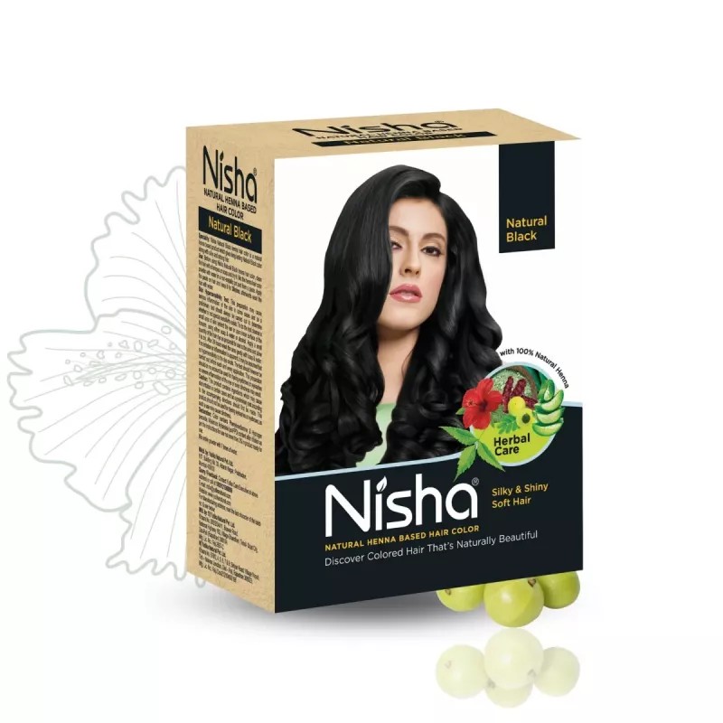 Nisha Henna Based Hair Color Natural Black Powder 1.00 (60g)