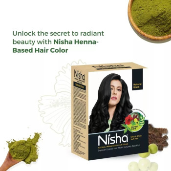 Nisha Henna Based Hair Color Natural Black Powder 1.00 (60g, Pack of 2)