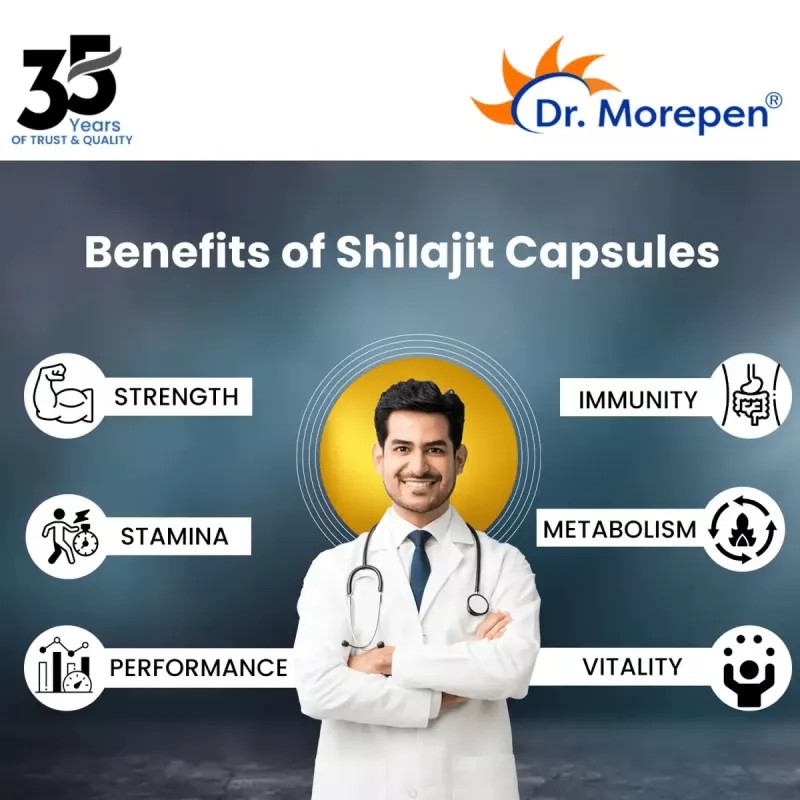 Dr Morepen Shilajit Capsules And Testosterone Booster Tablets (60 Cap + 60 Tab) (1Pack)