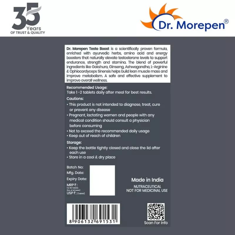 Dr Morepen Gokshura And Testo Boost Tablets For Men (60tab, Pack of 2)