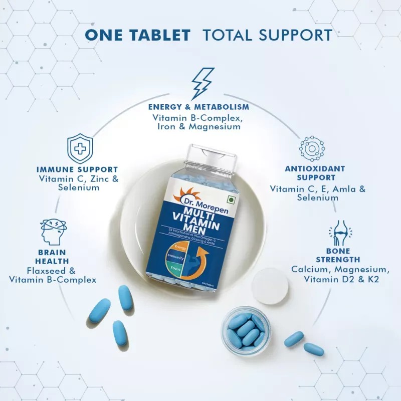 Dr Morepen Multivitamin Men And Testo Boost Tablets For Men (Each 60 Tab) (1Pack)