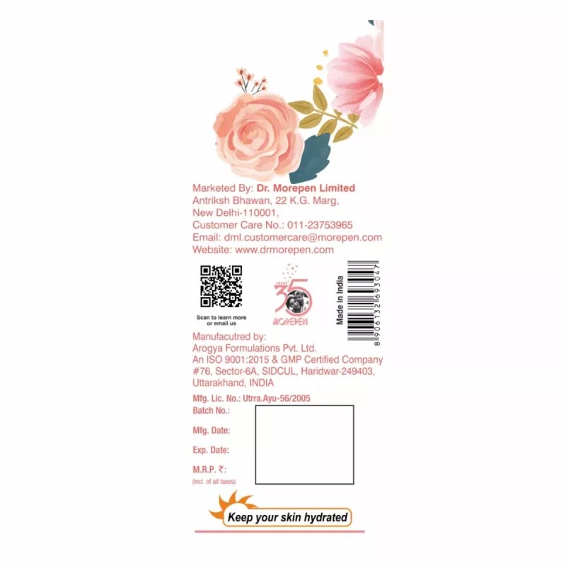 Dr Morepen Pure & Natural Rose Water Spray (100ml, Pack of 4)