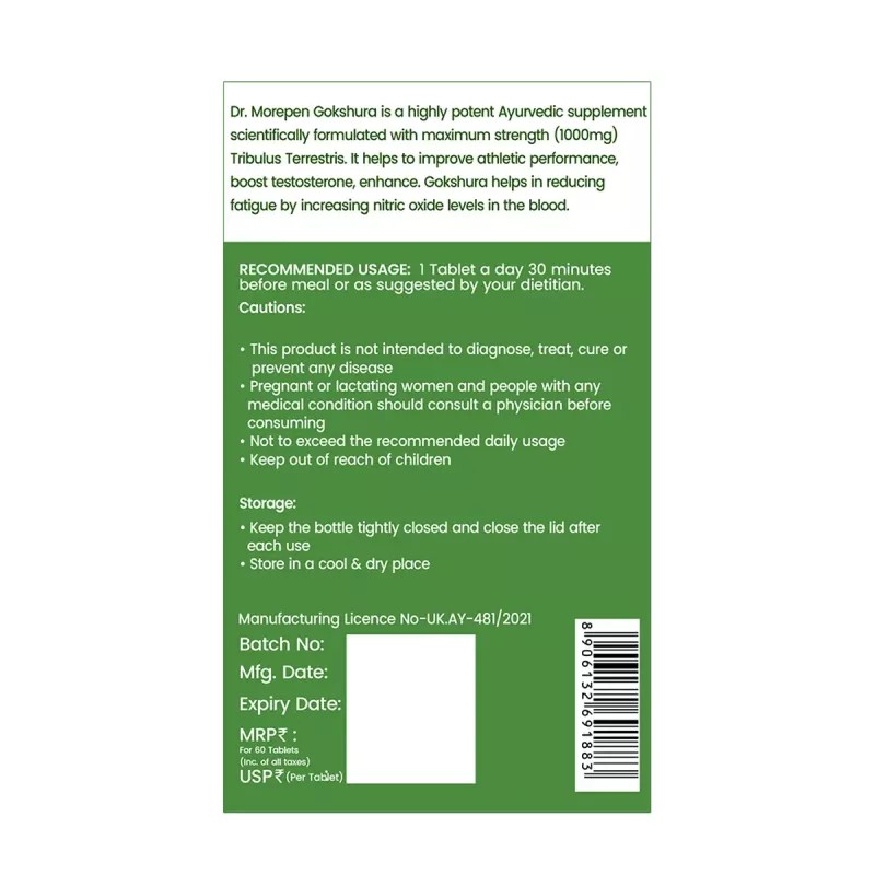 Dr Morepen Gokshura 1000Mg Tablets (60tab, Pack of 2)