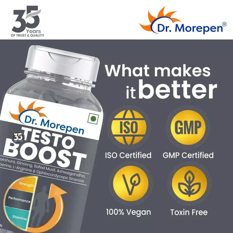 Dr Morepen Testo Boost Tablets For Men (60tab, Pack of 2)