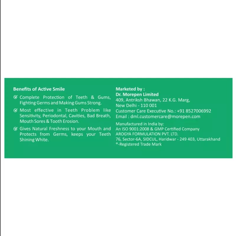Dr Morepen Active Smile Herbal Toothpaste (100g, Pack of 2)