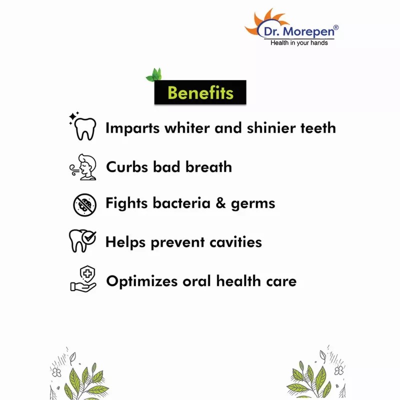 Dr Morepen Active Smile Charcoal Toothpaste With Free Bamboo Brush (100g, Pack of 6)